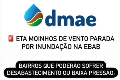 DMAE Informa: Bairros que poderão sofrer desabastecimento ou baixa pressão na água